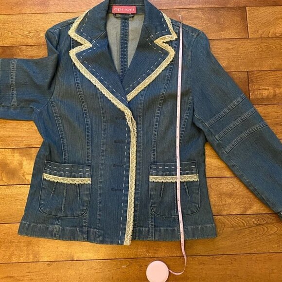 A Priori Denim Jacket with Lace Detail and Pockets - Picture 6 of 8